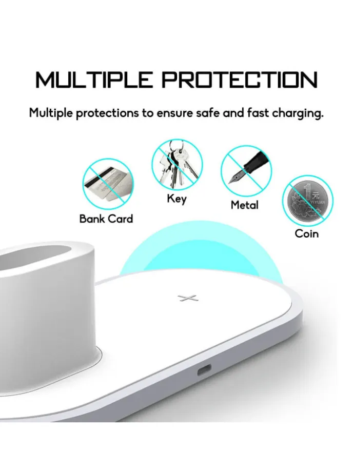 2Pace® 3 in 1 QI Charger 10W Ladegerät Ladestation für Apple Watch iPhone 12
