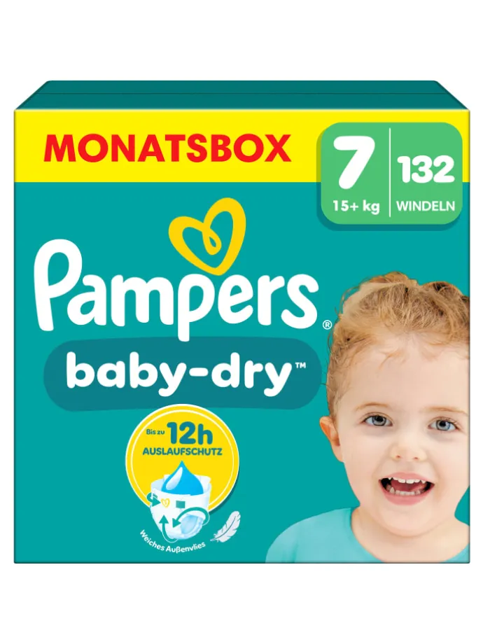 Pampers Baby-Dry Größe 7, 132 Windeln, 15kg+
