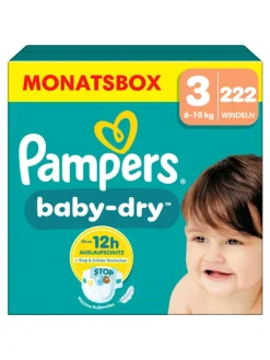 Pampers Baby-Dry Größe 3, 222 Windeln, 6kg-10kg