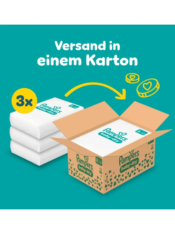 Pampers Baby-Dry Größe 3, 222 Windeln, 6kg-10kg