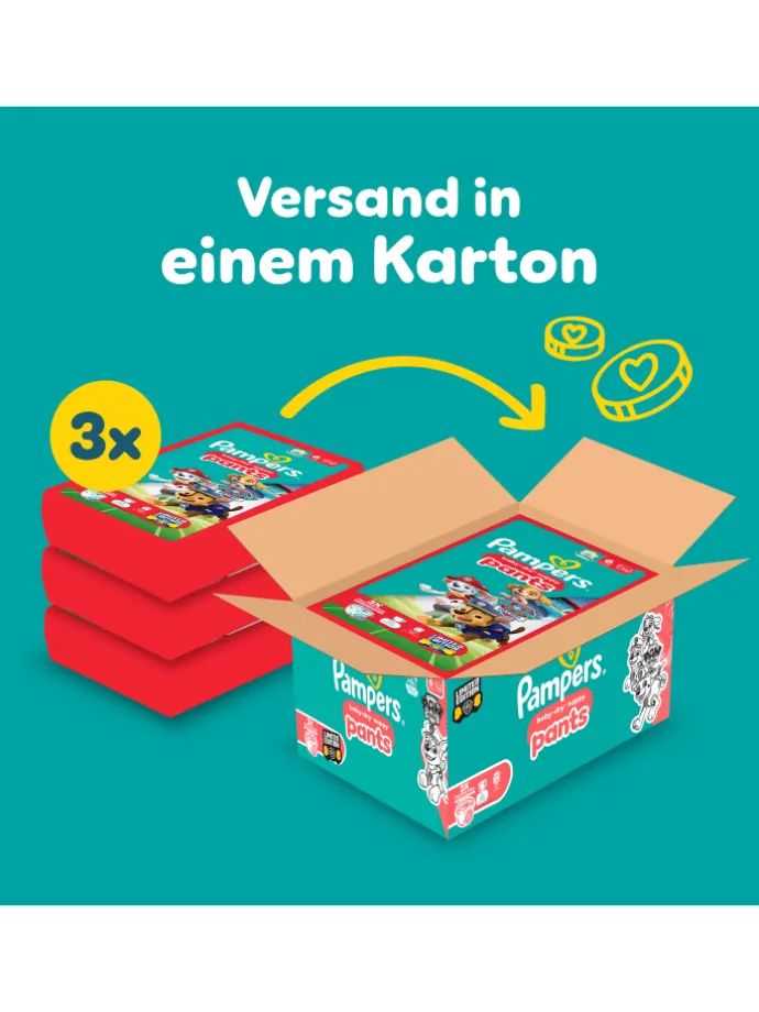 Pampers Baby-Dry Pants Paw Patrol Edition Größe 6, 138 Windeln, 13kg-19kg