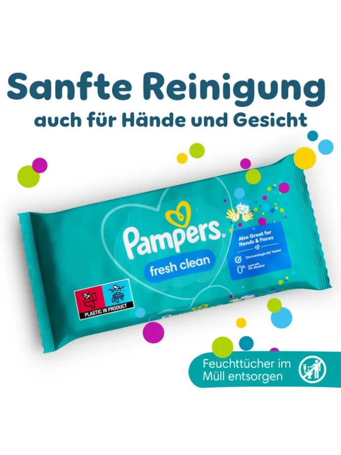 Pampers Fresh Clean Feuchttücher 15 Packungen = 1200 Feuchttücher