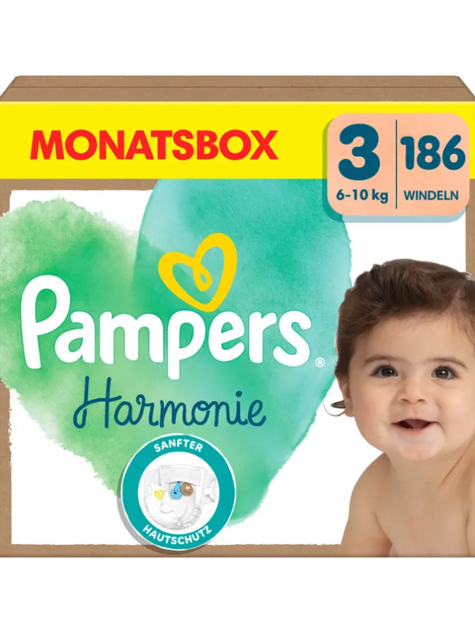 Pampers Harmonie Windeln Größe 3, 186 Windeln, 6kg-10kg