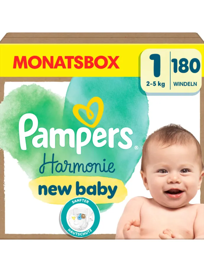 Pampers Harmonie Windeln Größe 1, 180 Windeln, 2kg-5kg