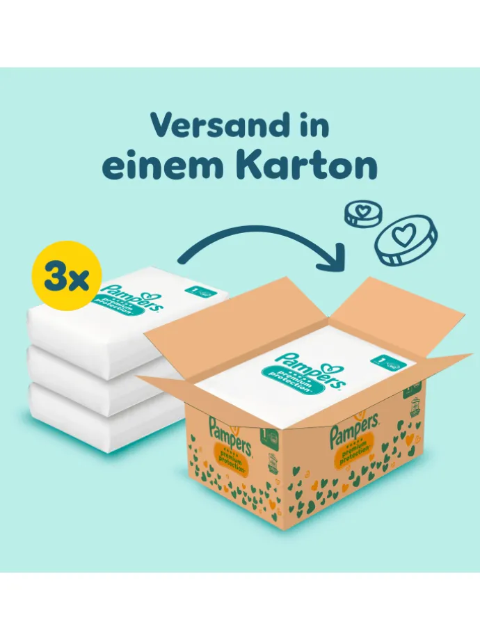 Pampers Premium Protection Größe 1, 180 Windeln, 2kg-5kg