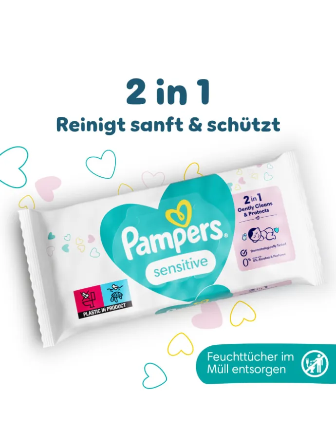 Pampers Sensitive Feuchttücher 15 Packungen = 1200 Feuchttücher