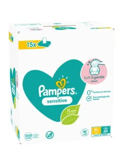 Pampers Sensitive Feuchttücher 15 Packungen = 1200 Feuchttücher