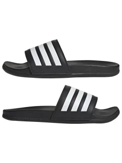 Pantoletten "Adilette Comfort" in Schwarz/ Weiß