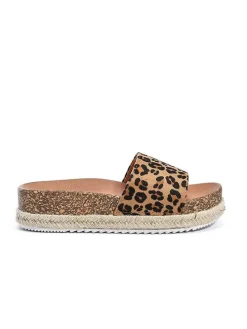 Pantoletten in Beige/ Braun