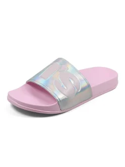 Pantoletten in Rosa/ Silber