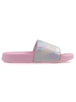 Pantoletten in Rosa/ Silber