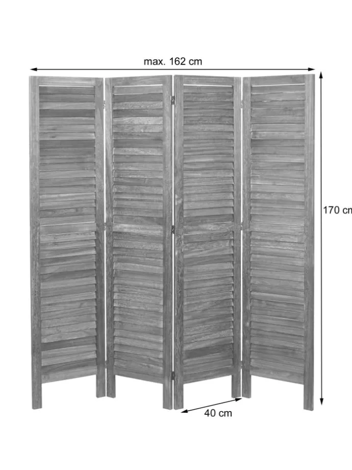 Paravent G30 im Shabby-Look, Grau-braun