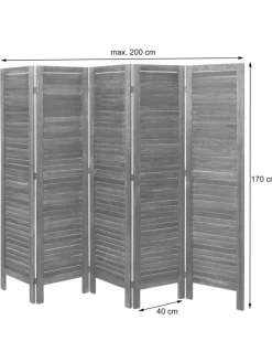 Paravent G30 im Shabby-Look, Grau-braun