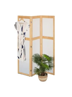 Paravent in Natur/ Weiß - (B)135,5 x (H)168 cm