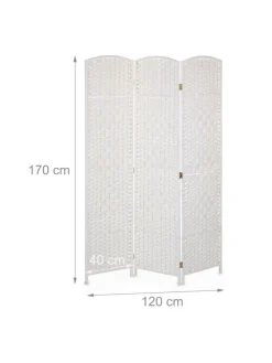 Paravent in Weiß - (B)120 x (H)170 cm
