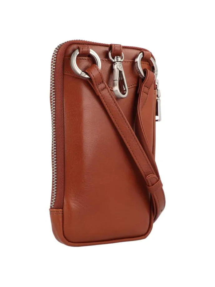Paris Handytasche Leder 10 cm in tan 1