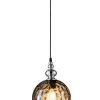 Pendelleuchte Uller in Nickelfarben / amberfarben - (H)140 x (D)20 cm