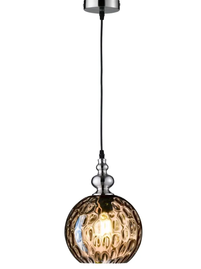Pendelleuchte Uller in Nickelfarben / amberfarben - (H)140 x (D)20 cm