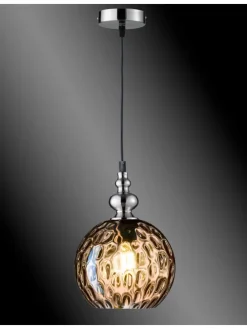 Pendelleuchte Uller in Nickelfarben / amberfarben - (H)140 x (D)20 cm