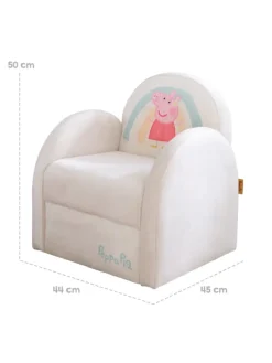 Peppa Pig Kindersessel, Armlehne & Samtbezug Beige, bis 80 kg