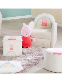 Peppa Pig Kindersessel, Armlehne & Samtbezug Beige, bis 80 kg