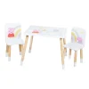 Peppa Pig Sitzgruppe, Tisch & 2 Stühle, Holz weiß/natur, rosa Motiv