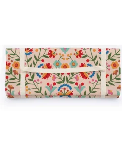 Picknickdecke "Mexican Flowers" in Beige/ Rot - (L)170 x (B)140 cm