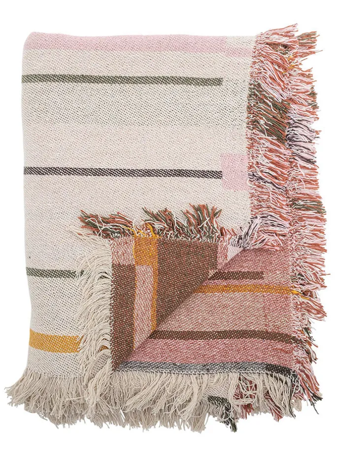 Plaid "Toscana" in Creme/ Rosa - (L)160 x (B)130 cm