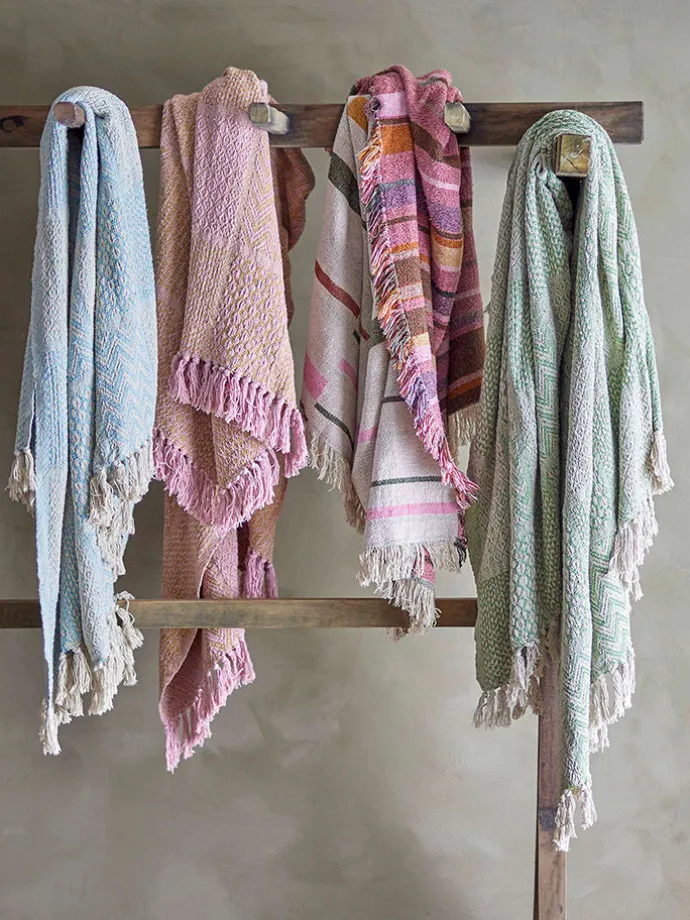 Plaid "Toscana" in Creme/ Rosa - (L)160 x (B)130 cm