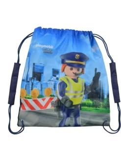 Playmobil City Action Polizei Turnbeutel mit Kordelzug 38 x 35 cm in blau