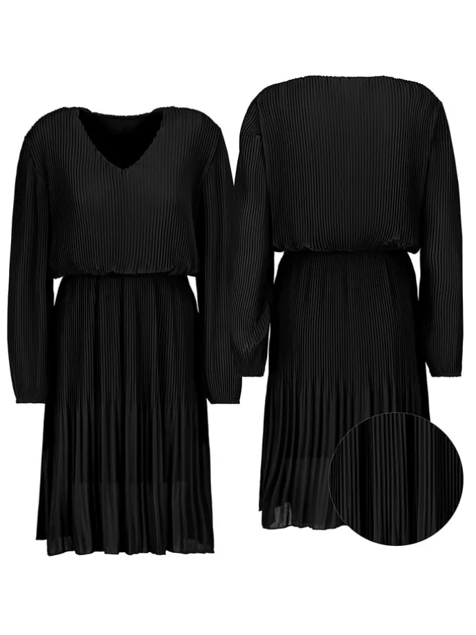 Plisseekleid in Schwarz
