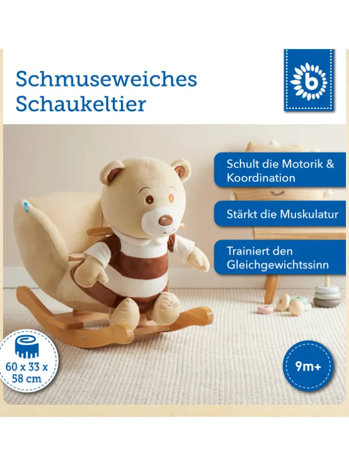 Plüsch Schaukeltier Bär Bubu in Braun