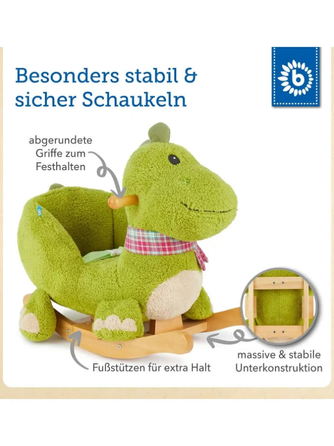 Plüsch Schaukeltier Dino in Grün