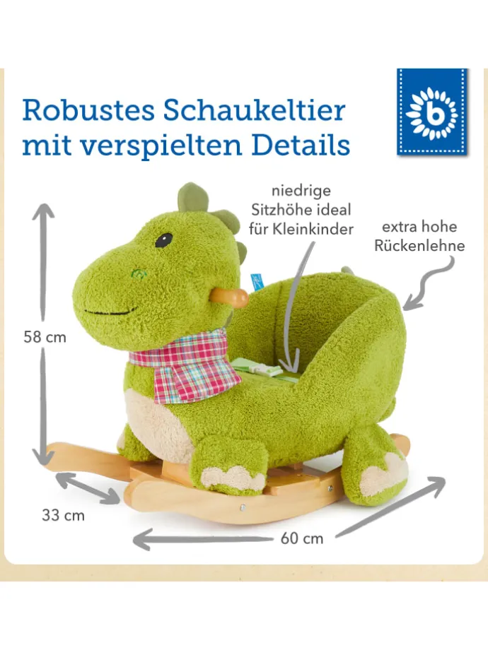 Plüsch Schaukeltier Dino in Grün