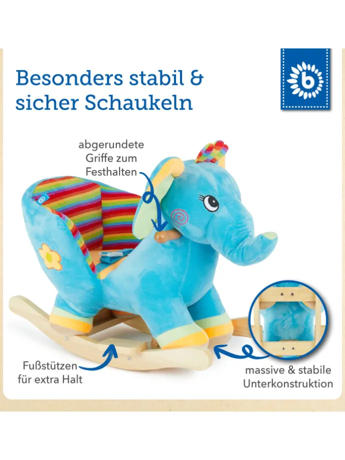 Plüsch Schaukeltier Elefant in Blau