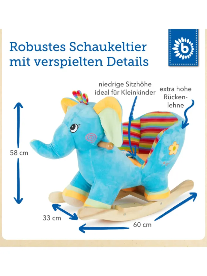 Plüsch Schaukeltier Elefant in Blau
