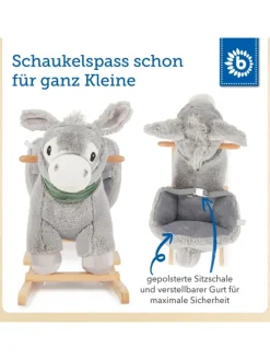 Plüsch Schaukeltier Esel in Grau