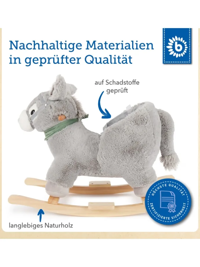 Plüsch Schaukeltier Esel in Grau