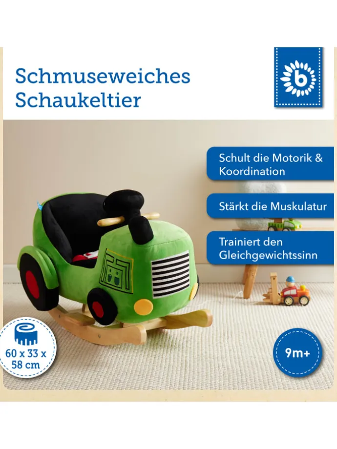 Plüsch Schaukeltier Traktor in Grün