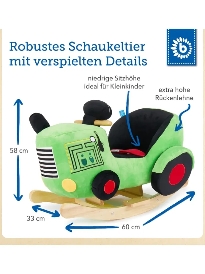 Plüsch Schaukeltier Traktor in Grün