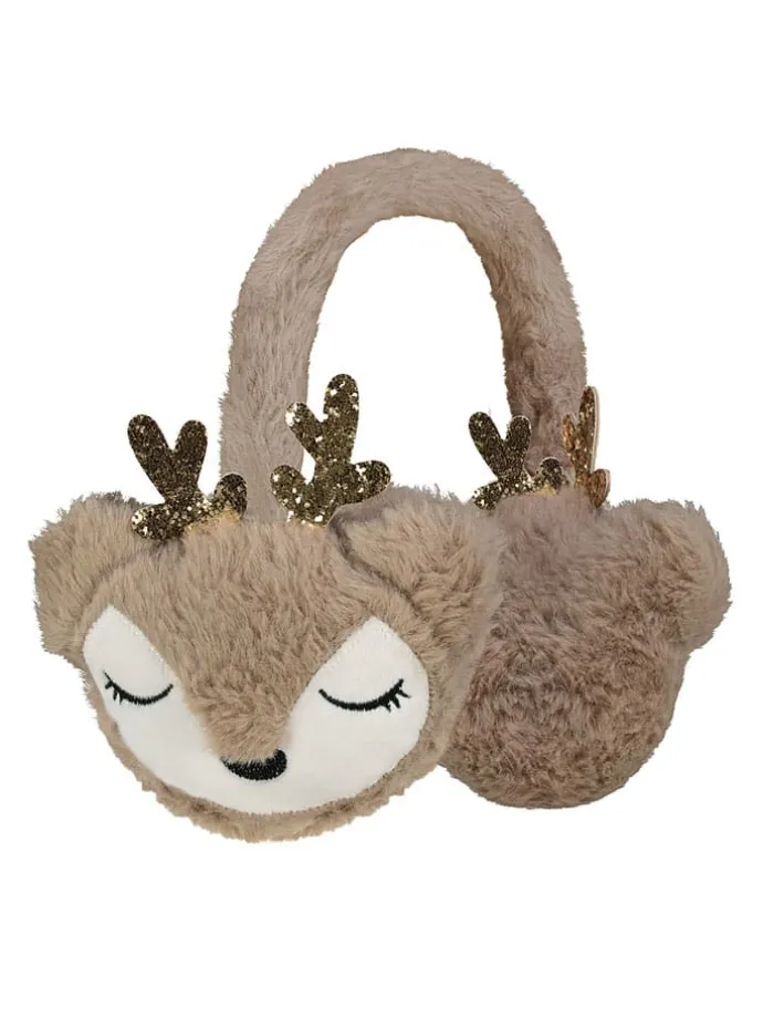 Plüsch-Ohrenschützer in Beige/ Braun