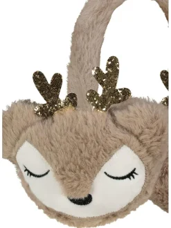 Plüsch-Ohrenschützer in Beige/ Braun