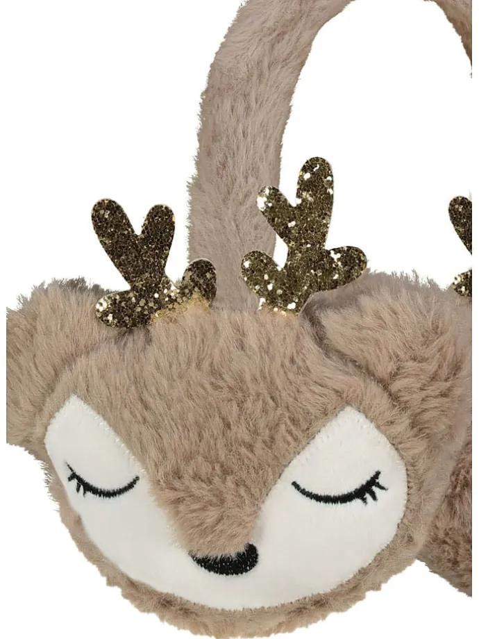 Plüsch-Ohrenschützer in Beige/ Braun