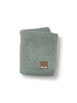 Pointelle Decke - Pebble Green in Grün100 x 75 cm