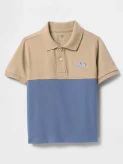 Poloshirt in Beige/ Blau