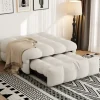 Polsterbett in Beige mit ausziehbarer Schlaffunktion und Teddy-Stoff