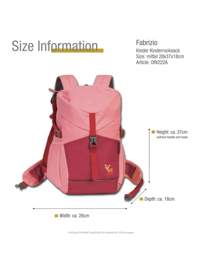 Polyester, recycelt Kinderrucksack, Fabrizio Rucksack rosa ca. 28cm