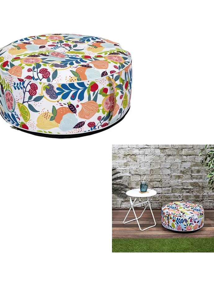 Pouf "Gonflable" in Weiß/ Bunt - (H)25 x Ø 55 cm