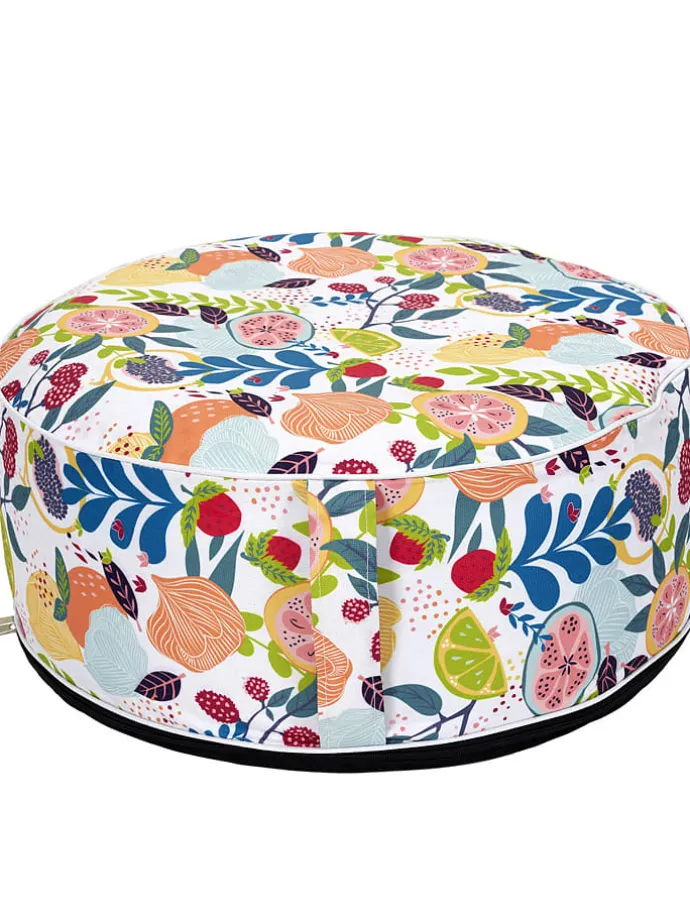 Pouf "Gonflable" in Weiß/ Bunt - (H)25 x Ø 55 cm