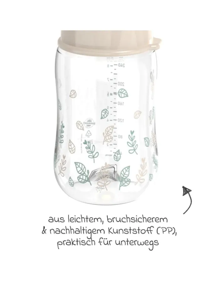 PP-Flasche Cherry Green 260 ml + Latex-Trinksauger in beige,motiv